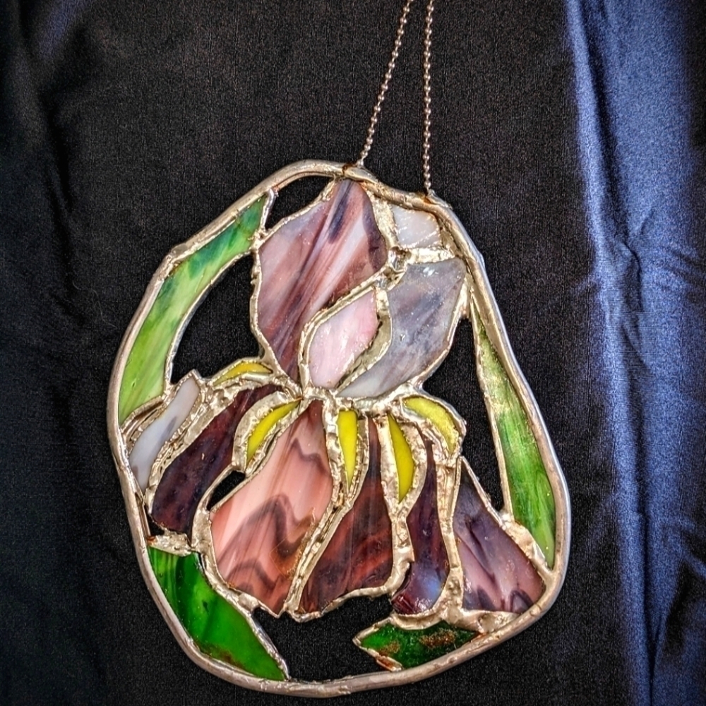 Purple Iris Suncatcher - OOAK